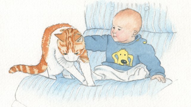 Baby and cat